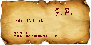 Fohn Patrik névjegykártya
