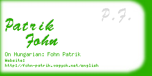 patrik fohn business card